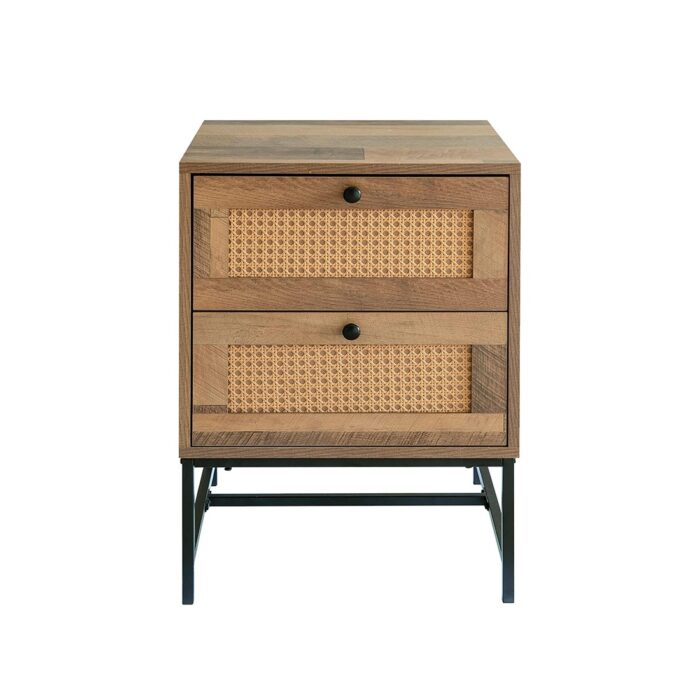 ⁦Solid Wood Rattan Tv Unit – Natural Finish⁩ - الصورة ⁦3⁩